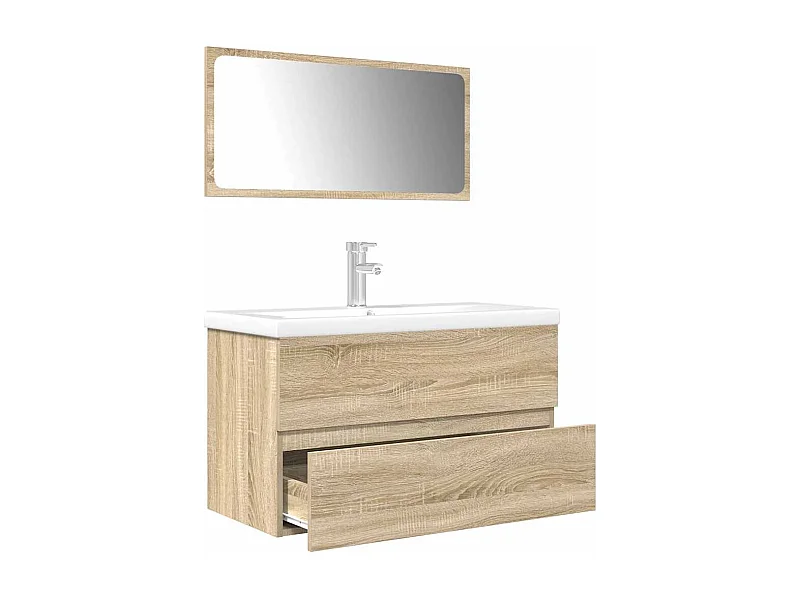 Ensemble de meubles de salle de bain 3 pcs chêne sonoma