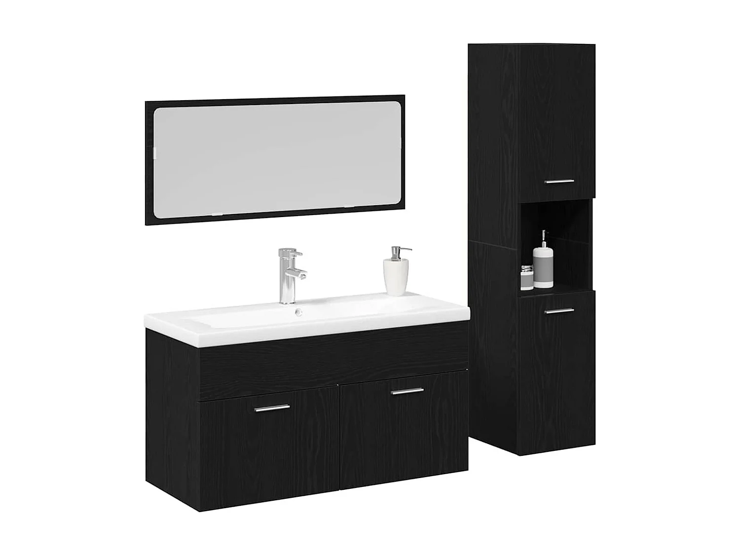 Ensemble de mobilier de salle de bain 2 pcs Chêne noir