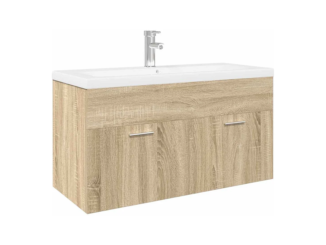 Mueble de baño con lavabo integrado en roble Sonoma