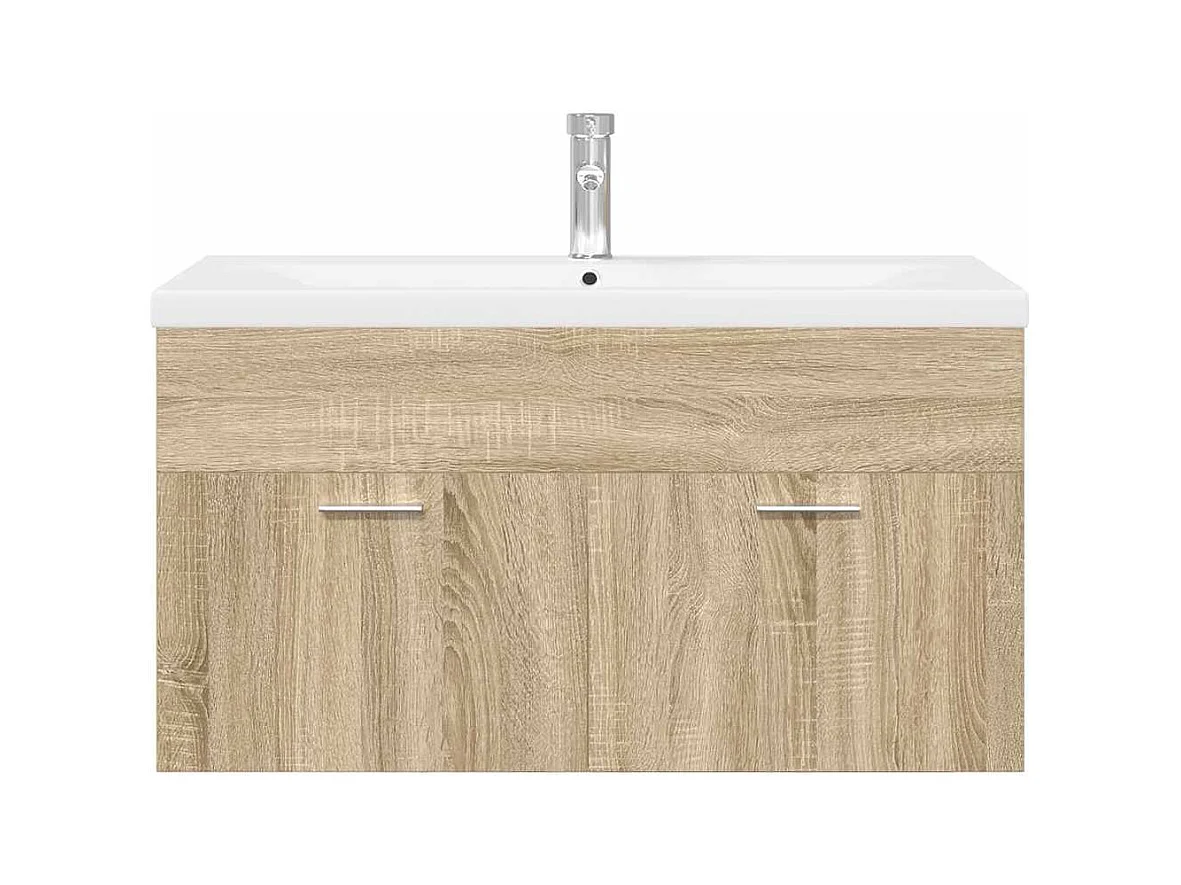 Mueble de baño con lavabo integrado en roble Sonoma