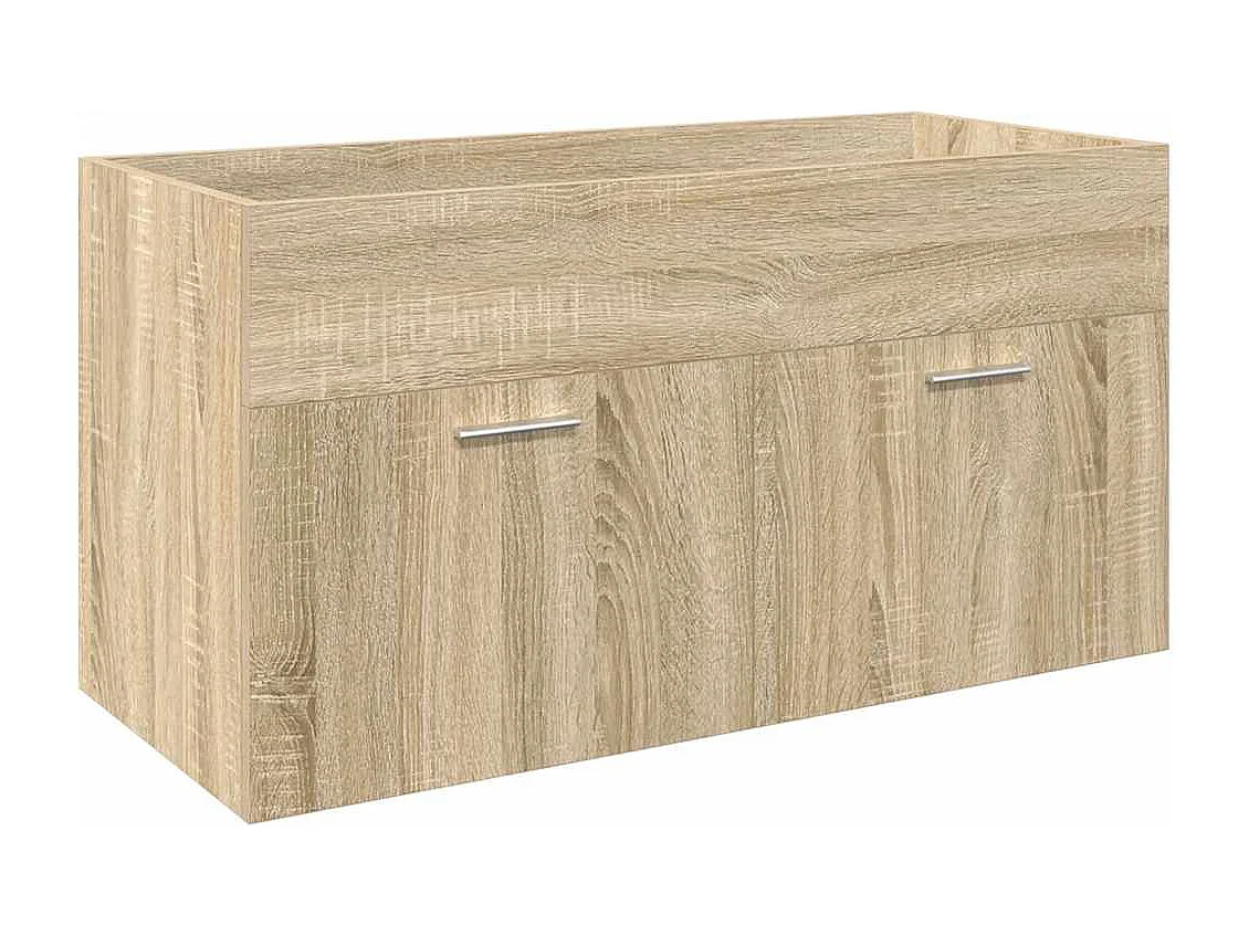 Badkamer wastafelmeubel en geïntegreerde wastafel in Sonoma eiken