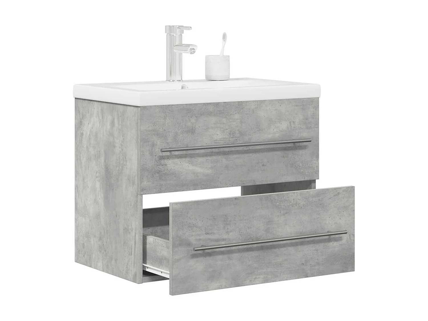 Set di mobili da bagno 2 pezzi grigio cemento