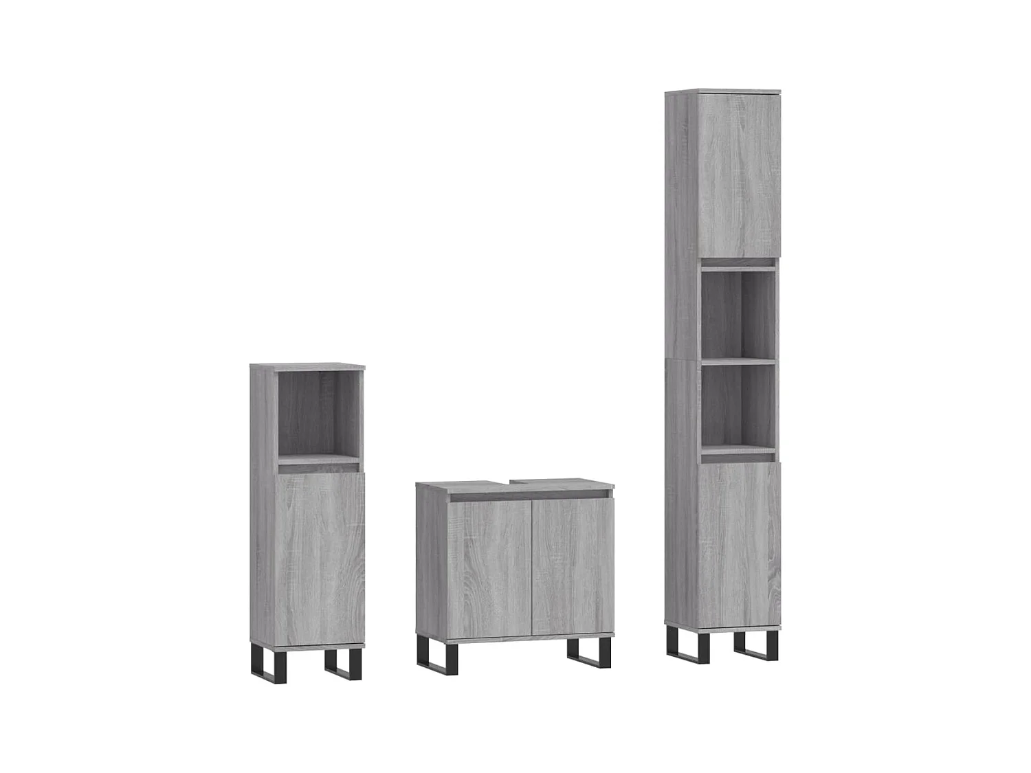 Ensemble d'armoires de salle de bain 3 pcs sonoma gris