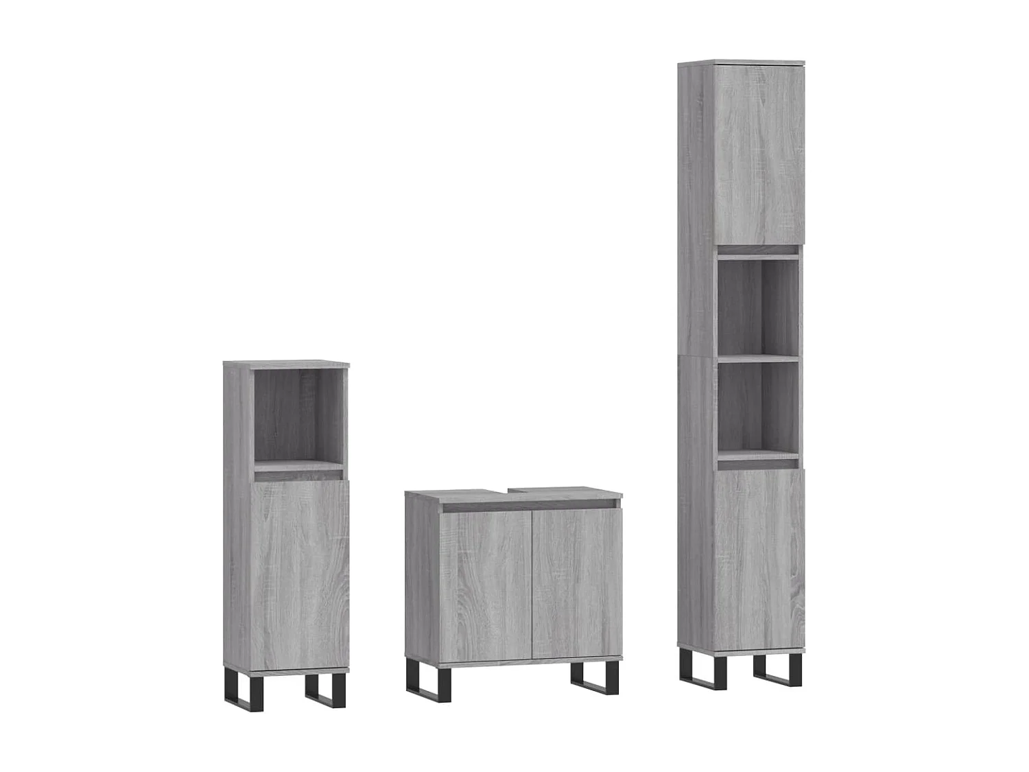 Ensemble d'armoires de salle de bain 3 pcs sonoma gris