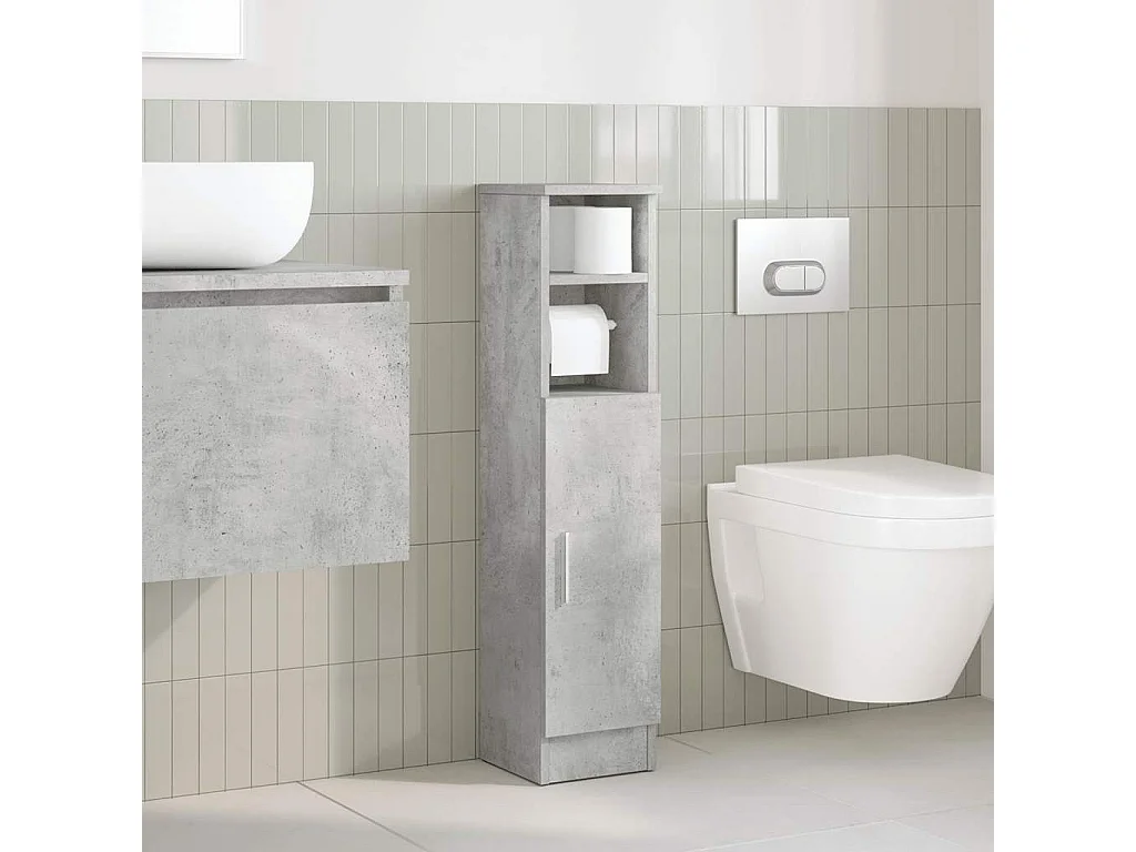 Meuble de salle de bain avec porte-rouleau gris béton