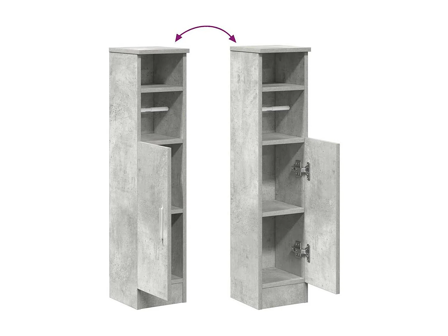 Meuble de salle de bain avec porte-rouleau gris béton