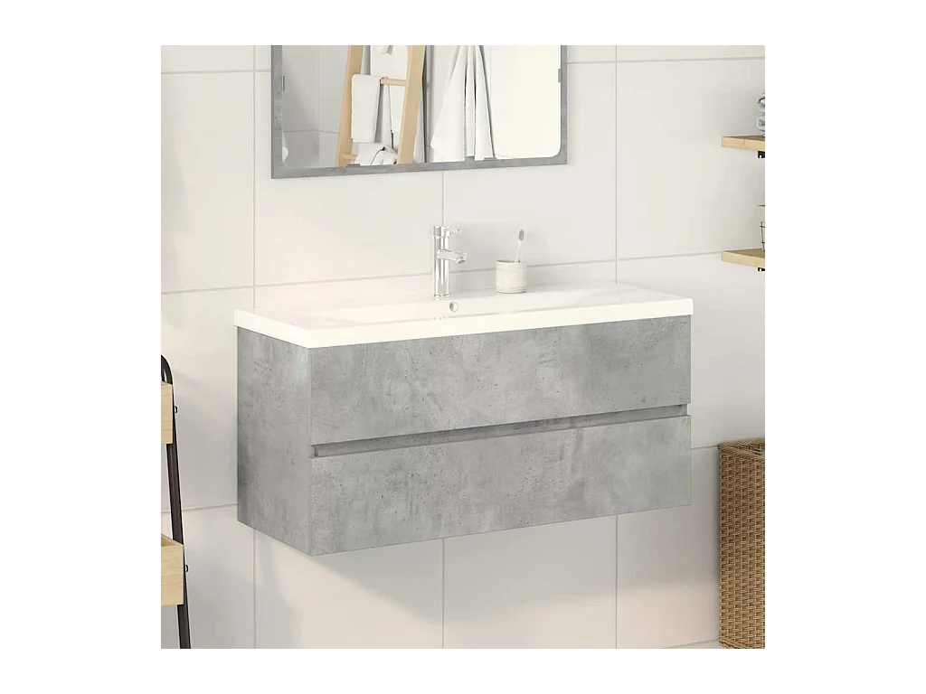 2-teiliges Badmöbel-Set Betongrau
