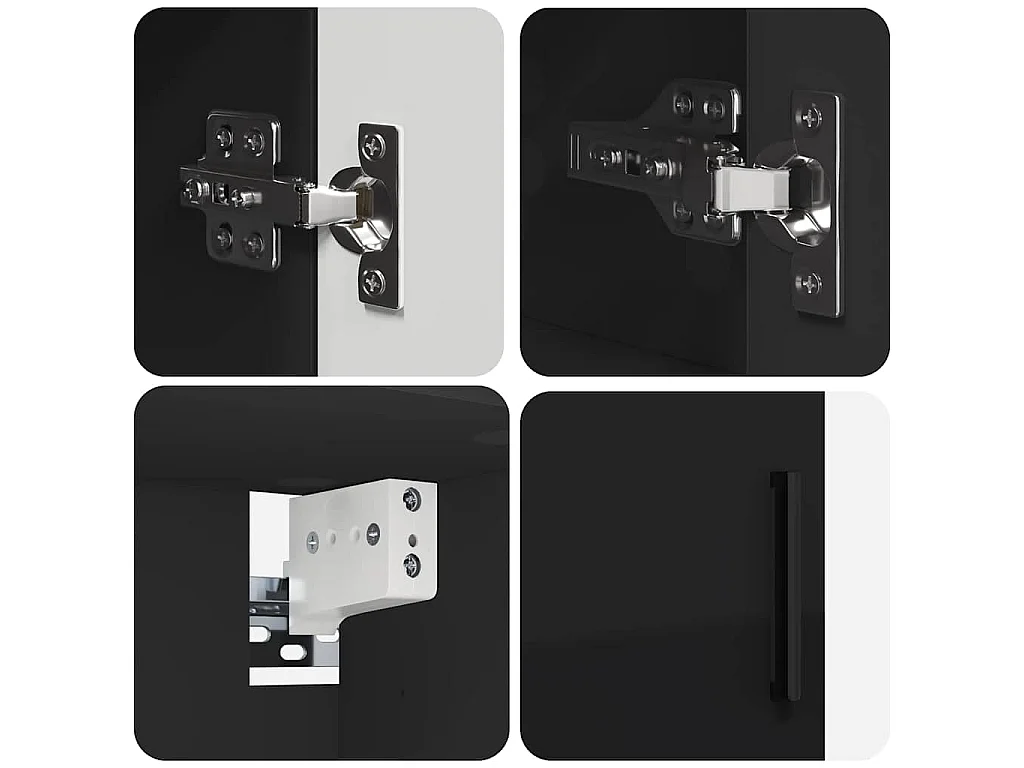 Set di mobili da bagno con cassetto 4 pezzi nero