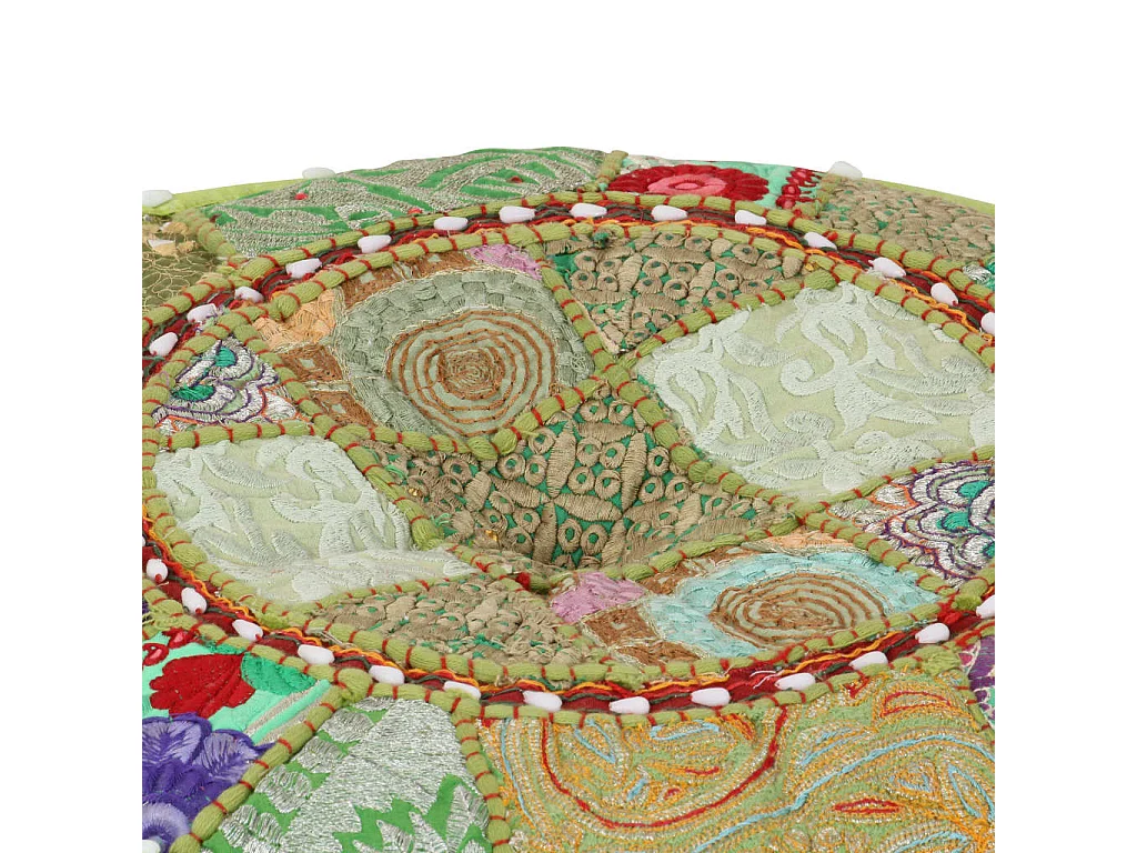 Pouf rond en coton fait à la main 40 x 20 cm Vert