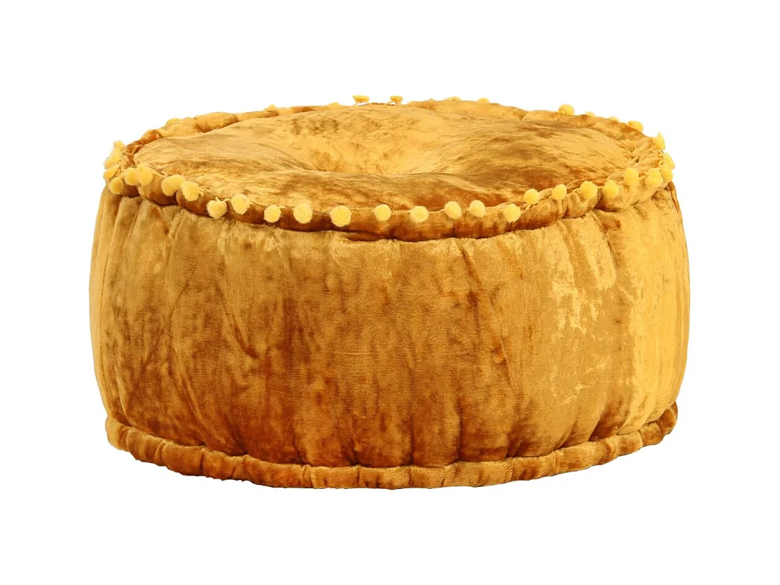 Pouf Rond Velours 40x20 cm Moutarde