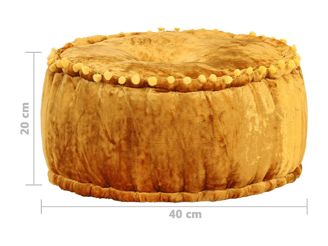 Pouf rotondo in velluto 40x20 cm senape