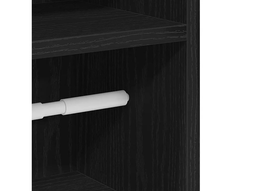 Meuble de salle de bain avec porte-rouleau noir 20,5x22x90 cm