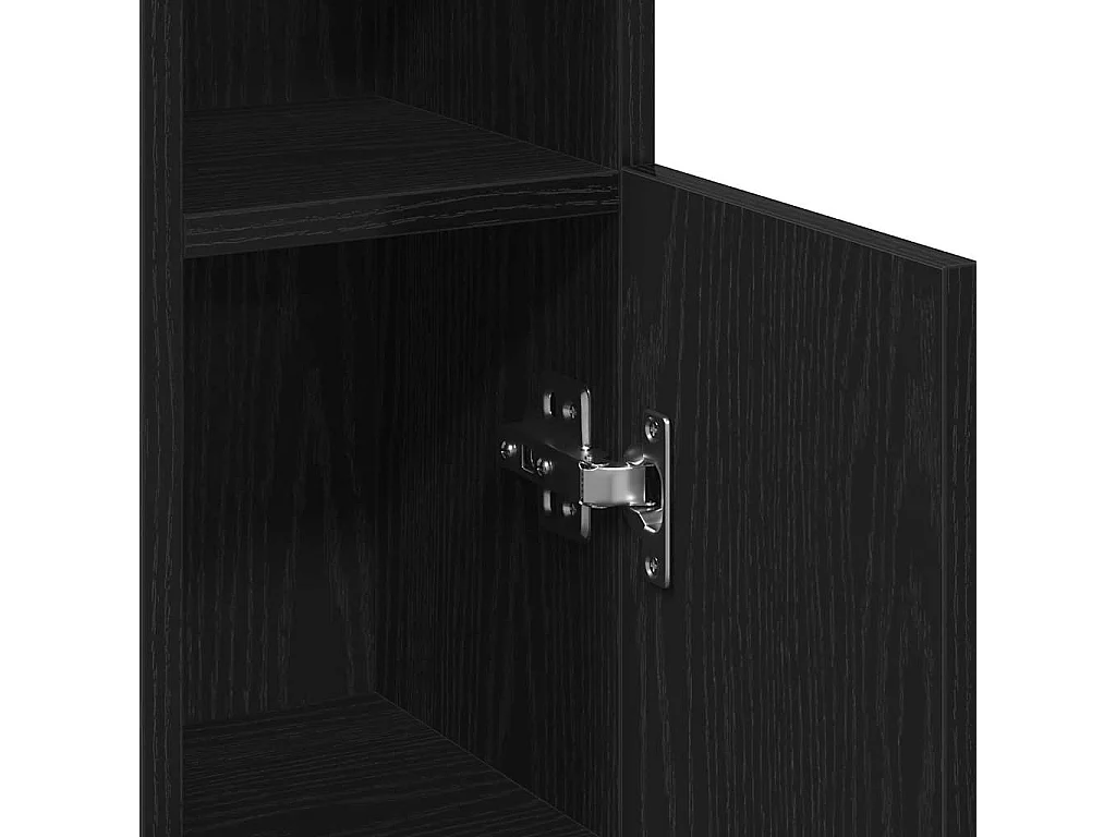 Meuble de salle de bain avec porte-rouleau noir 20,5x22x90 cm