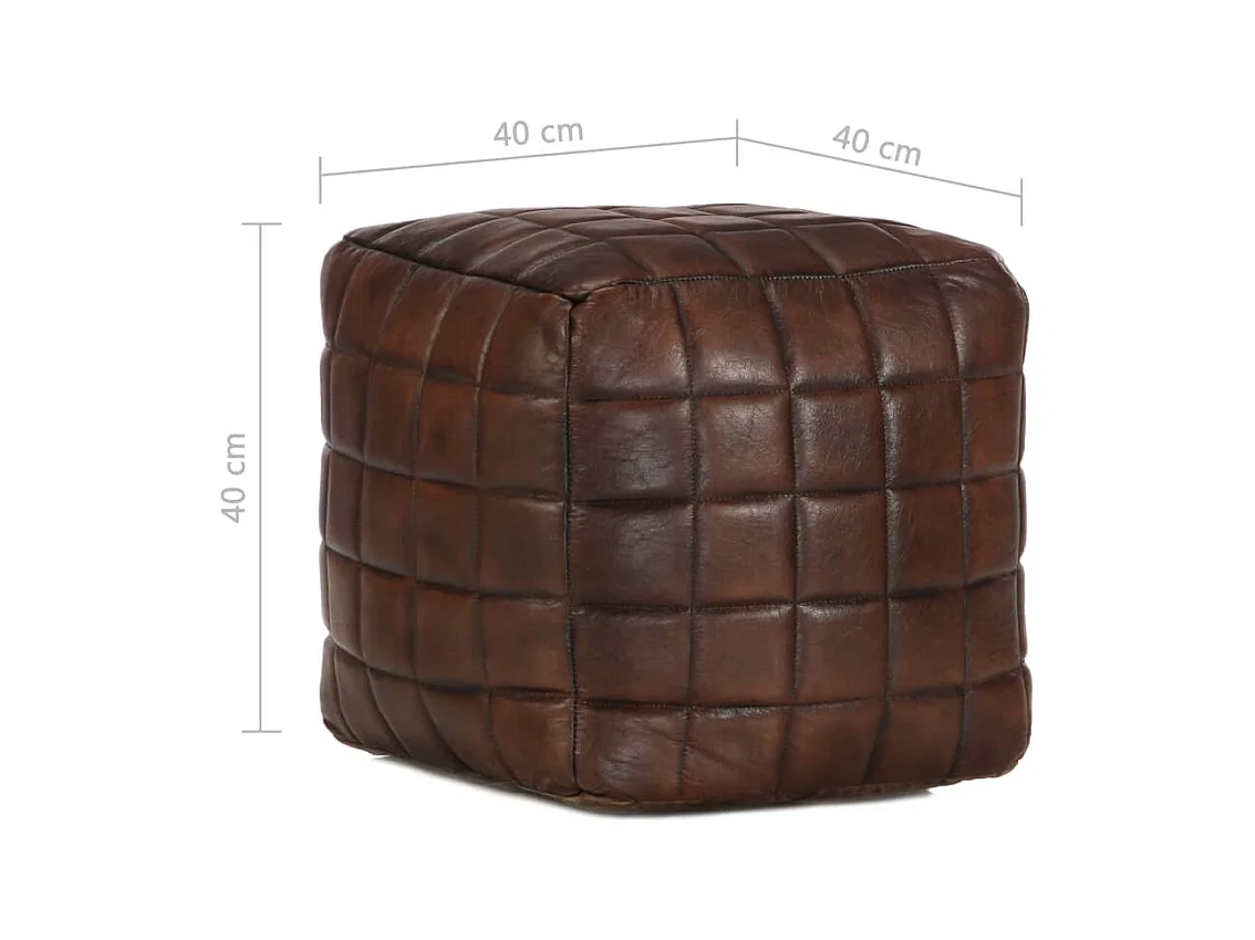 Pouf 40 x 40 x 40 cm Marrone scuro Vera pelle di capra
