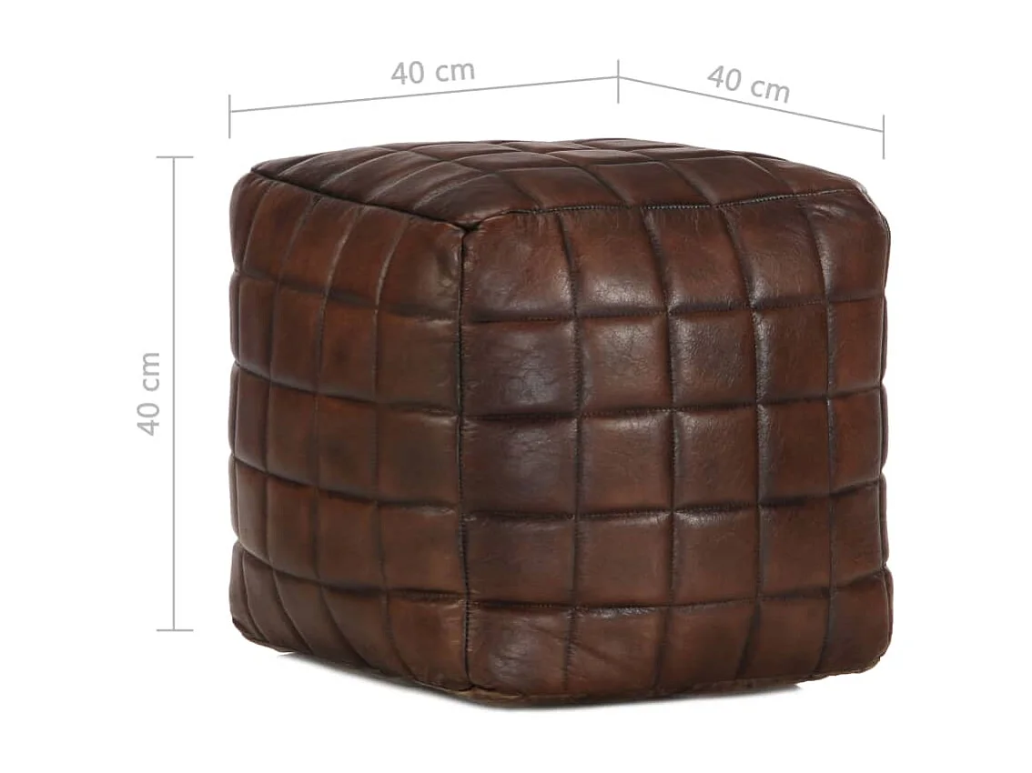 Pouf 40 x 40 x 40 cm Marron foncé Cuir véritable de chèvre