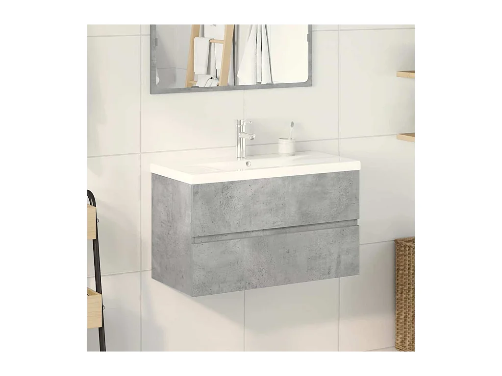 Set di mobili da bagno 2 pezzi grigio cemento