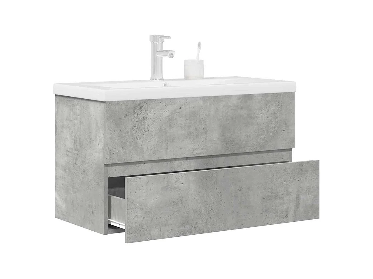Ensemble de meubles de salle de bain 2 pcs gris béton