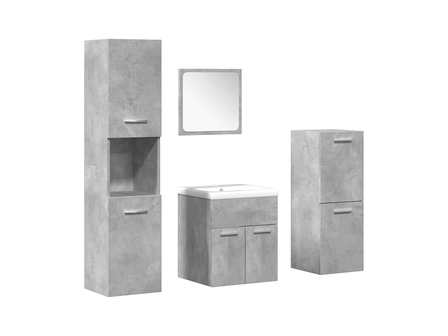 5-teiliges Badmöbel-Set Betongrau