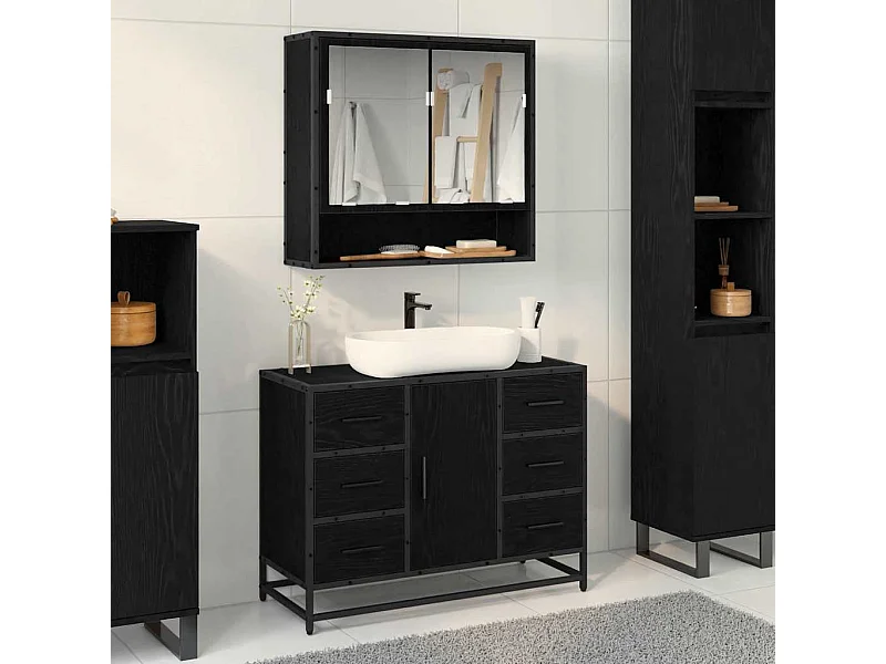 Mueble de baño de roble negro 80 x 33 x 60 cm