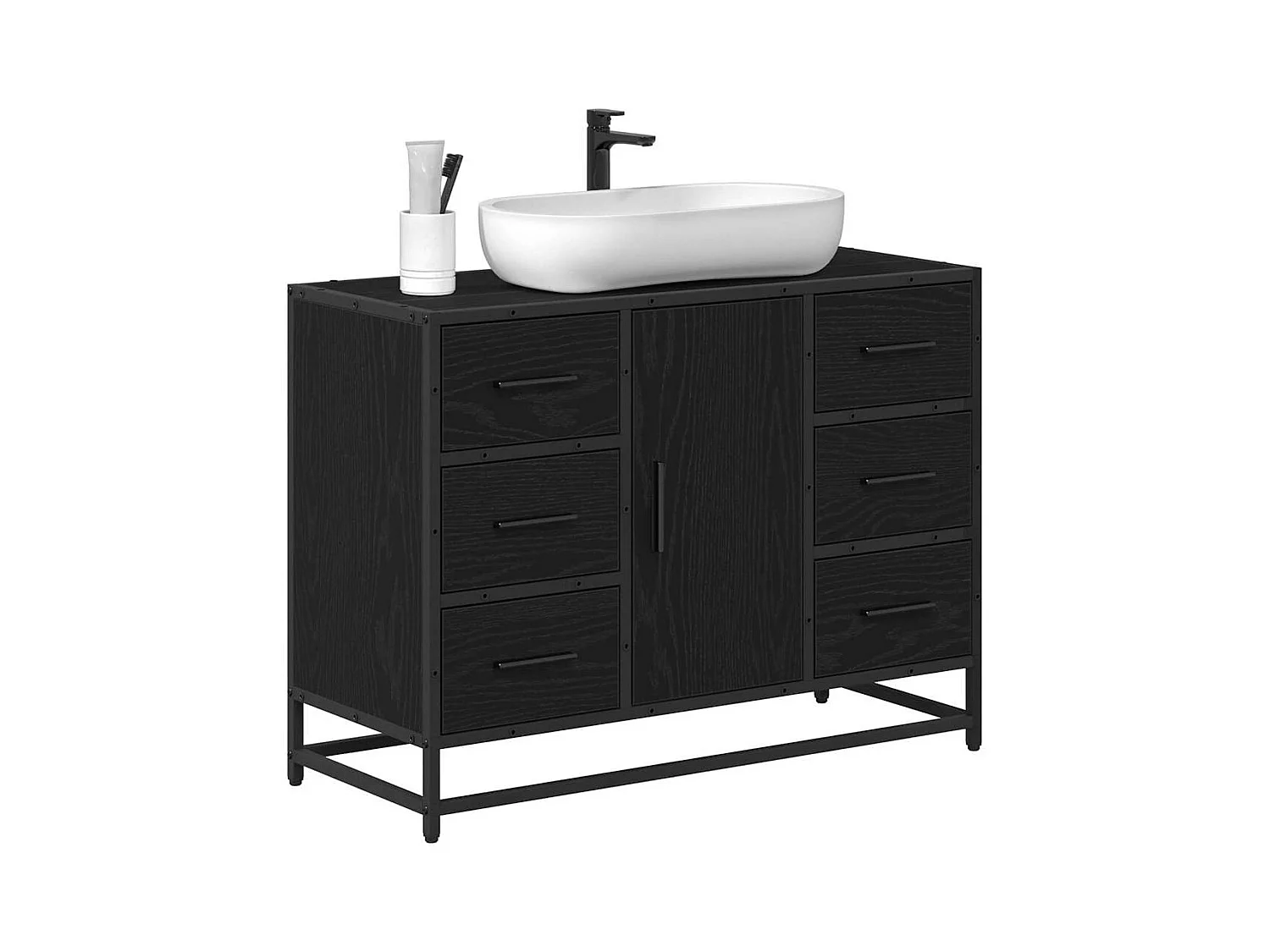 Mueble de baño de roble negro 80 x 33 x 60 cm
