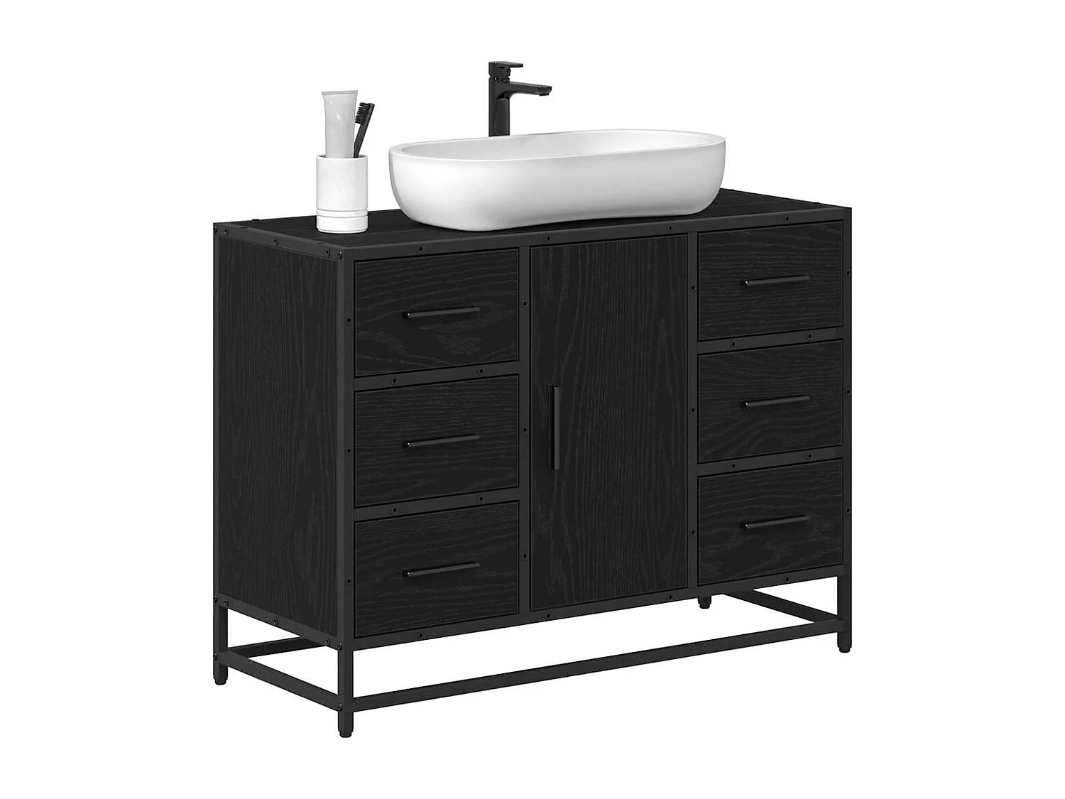 Mueble de baño de roble negro 80 x 33 x 60 cm