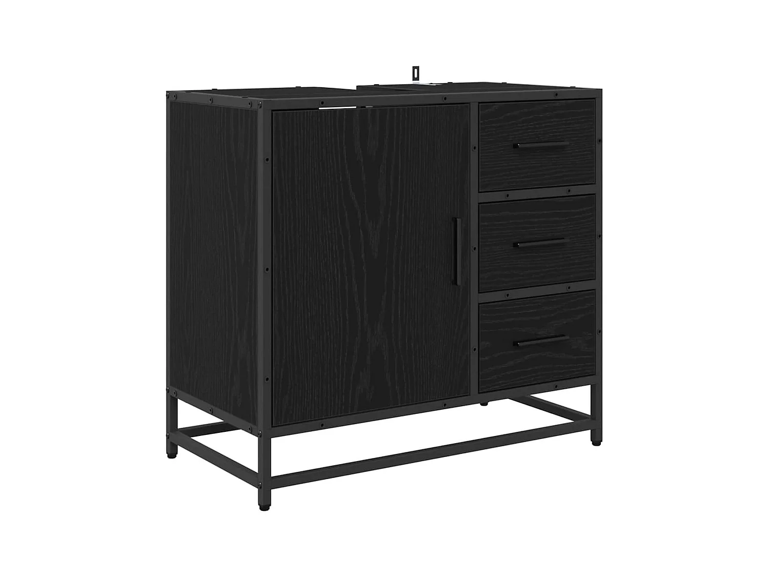 Zwarte eiken badkamermeubel 65 x 33 x 60 cm