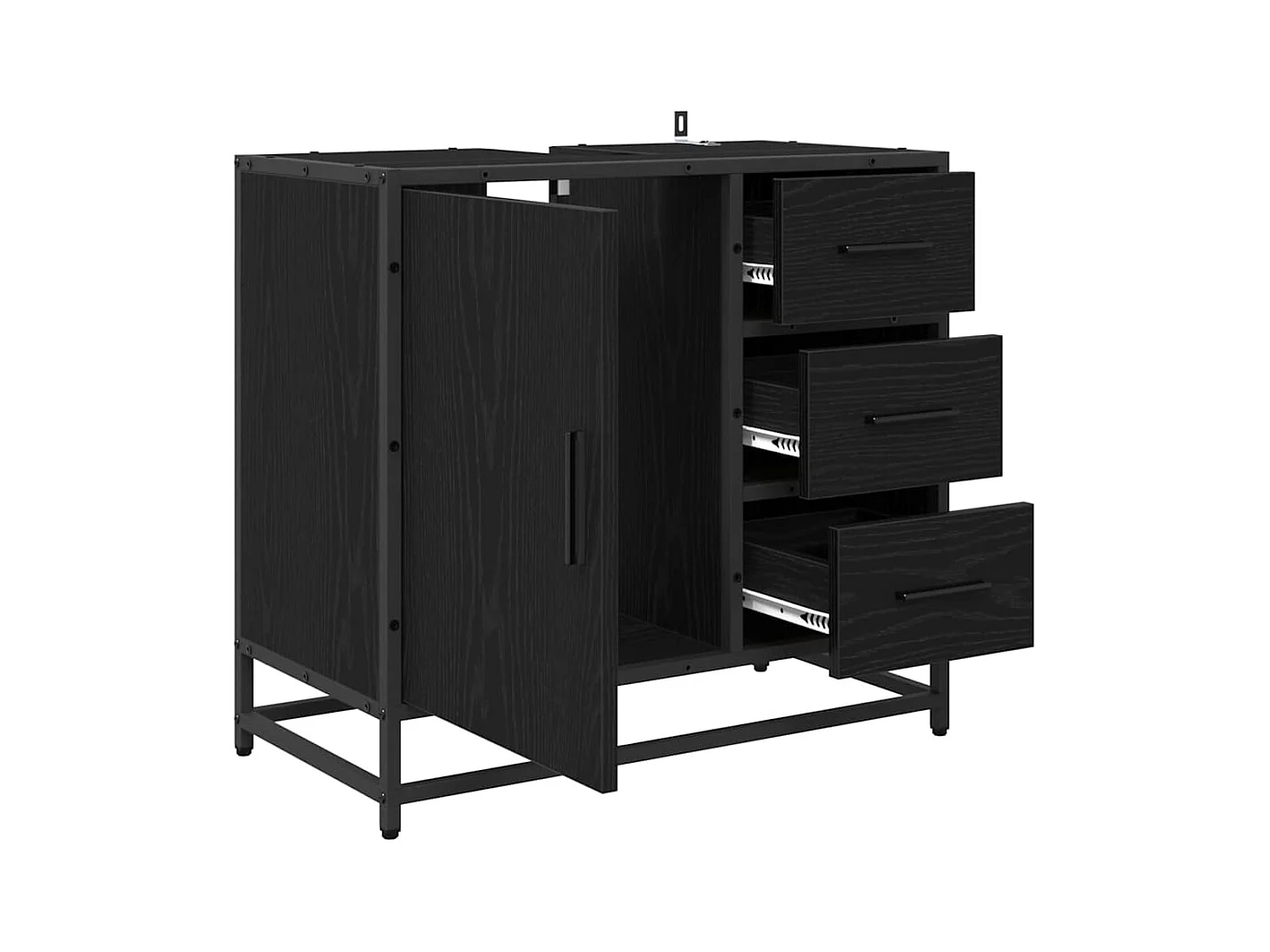 Zwarte eiken badkamermeubel 65 x 33 x 60 cm