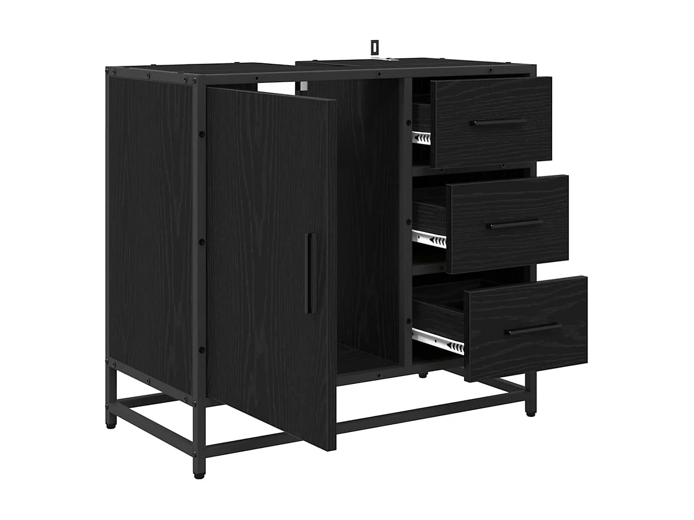 Meuble de Lavabo de Salle de Bain Chêne noir 65 x 33 x 60 cm