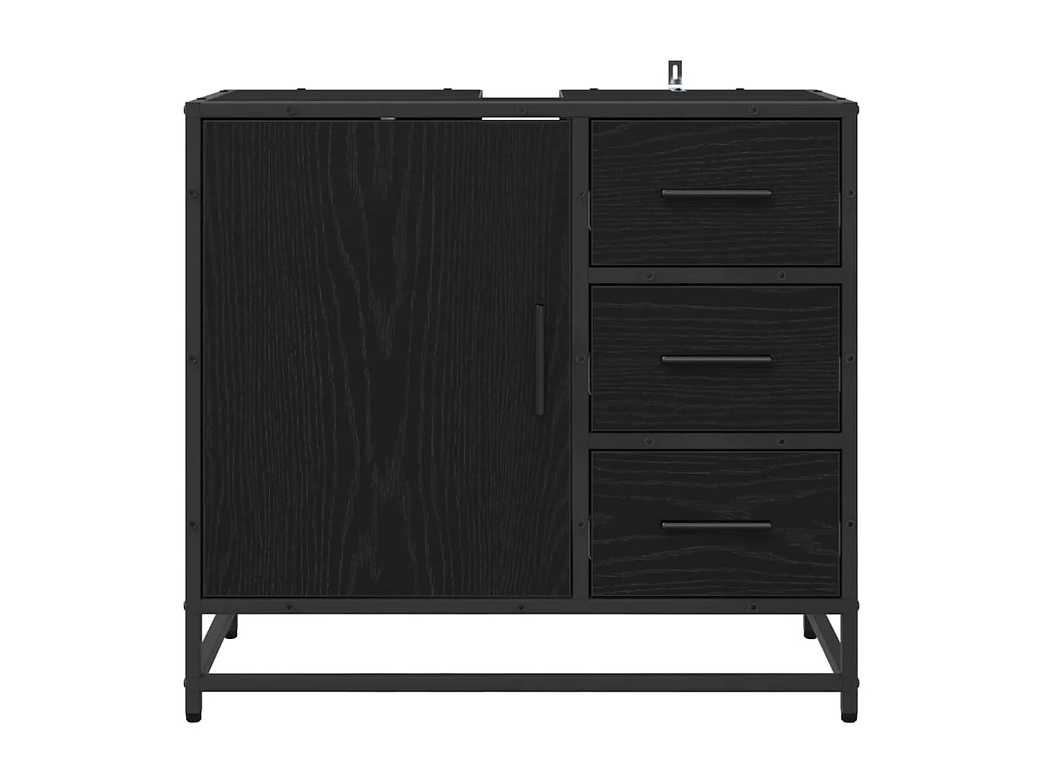 Meuble de Lavabo de Salle de Bain Chêne noir 65 x 33 x 60 cm