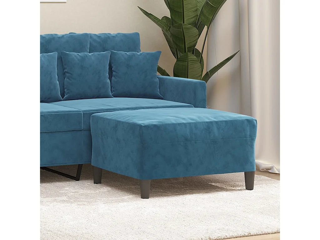 Blauwe voetenbank 70x55x41 cm fluweel