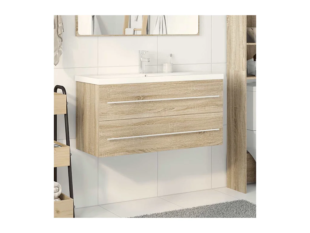 Ensemble de meubles de salle de bain 2 pcs chêne sonoma
