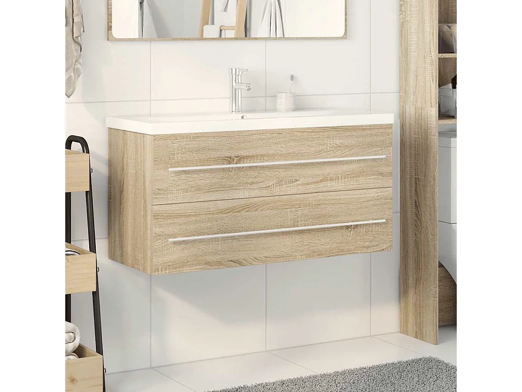 Ensemble de meubles de salle de bain 2 pcs chêne sonoma