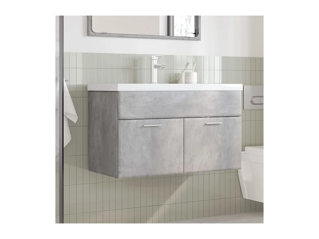 Mobile lavabo da bagno con vasca integrata in cemento grigio