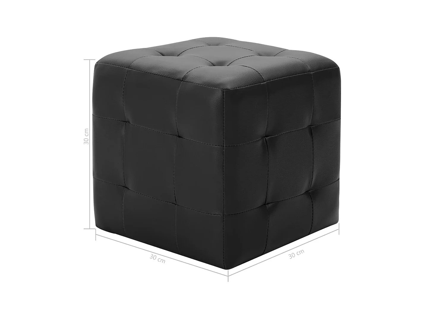 Pufs 2 uds Negro 30 x 30 x 30 cm Polipiel
