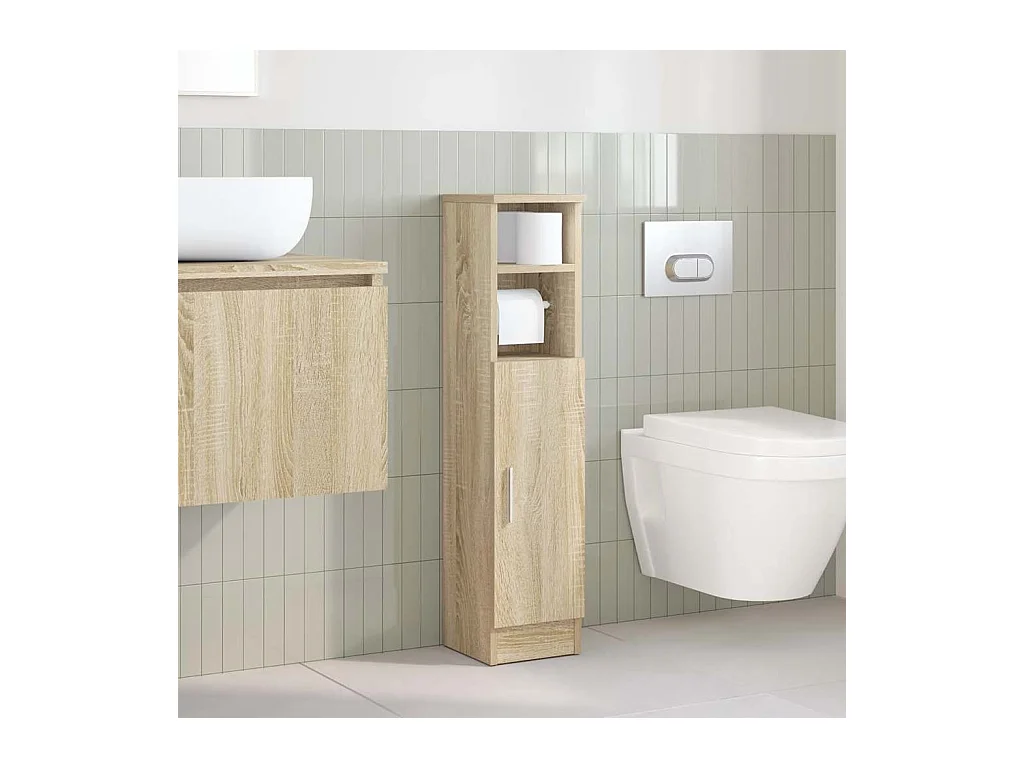 Mobile da bagno con portarotolo in rovere Sonoma