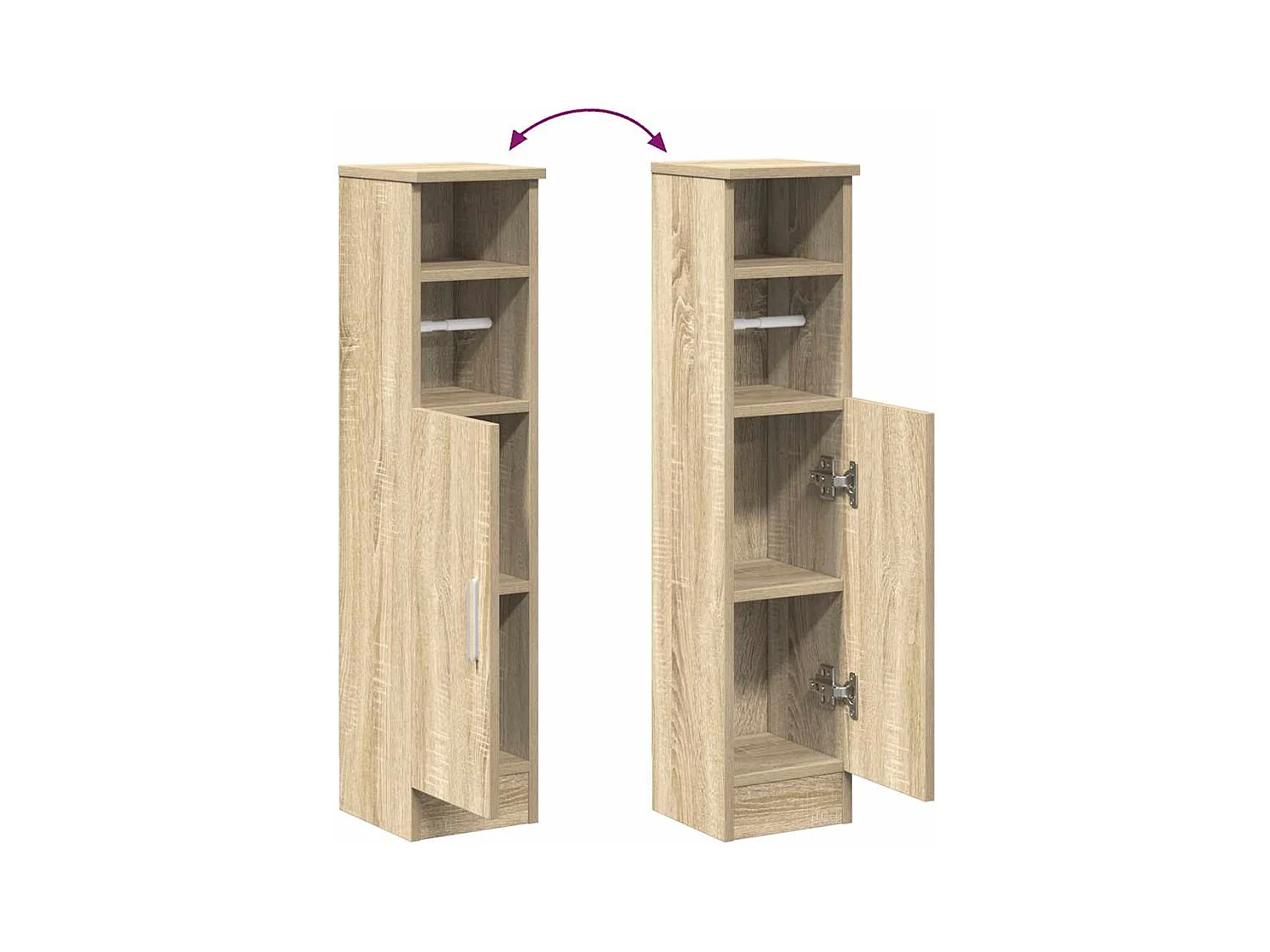 Mobile da bagno con portarotolo in rovere Sonoma