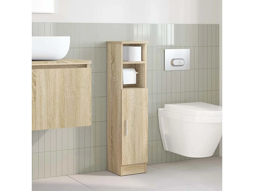 Meuble de salle de bain avec porte-rouleau chêne sonoma