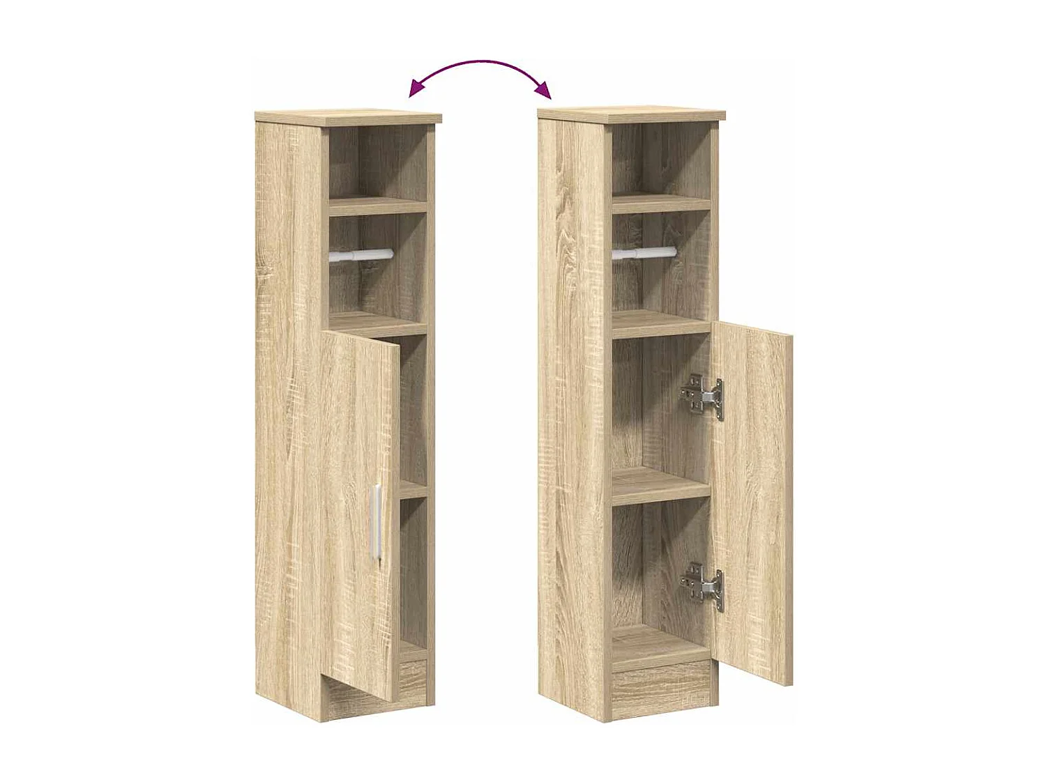 Meuble de salle de bain avec porte-rouleau chêne sonoma