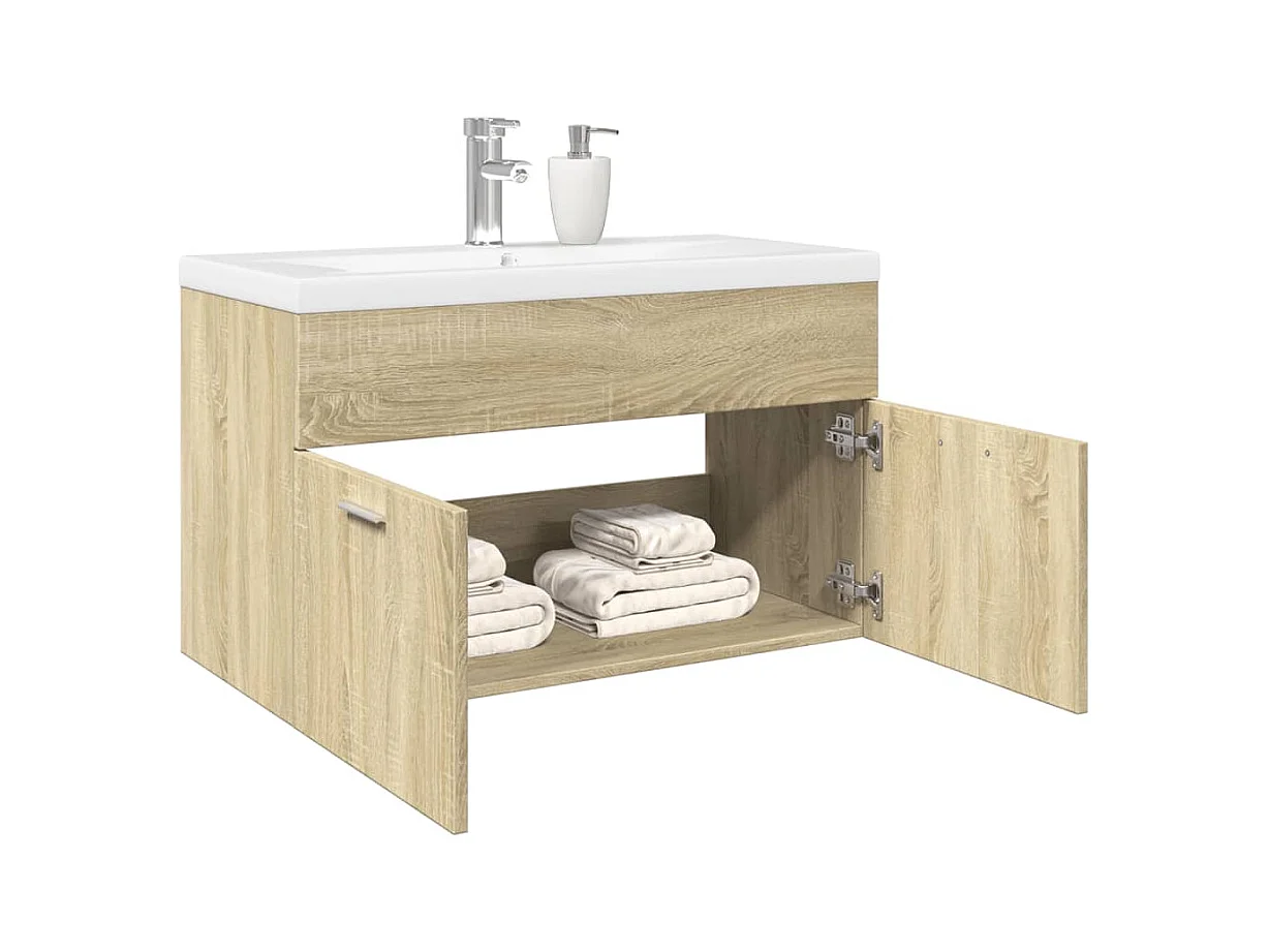 Mueble de baño con lavabo integrado en roble Sonoma
