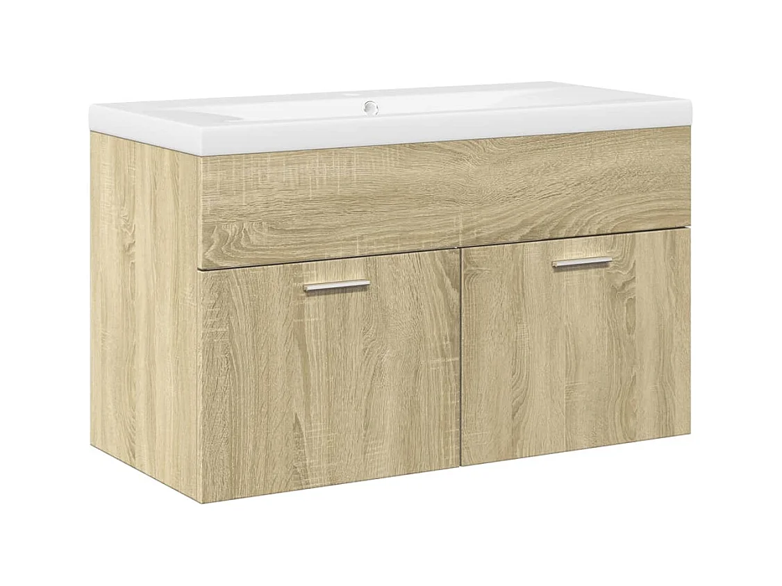 Mueble de baño con lavabo integrado en roble Sonoma