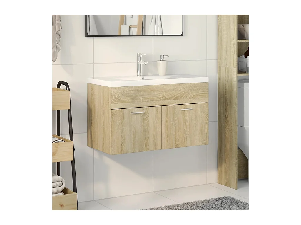 Mueble de baño con lavabo integrado en roble Sonoma