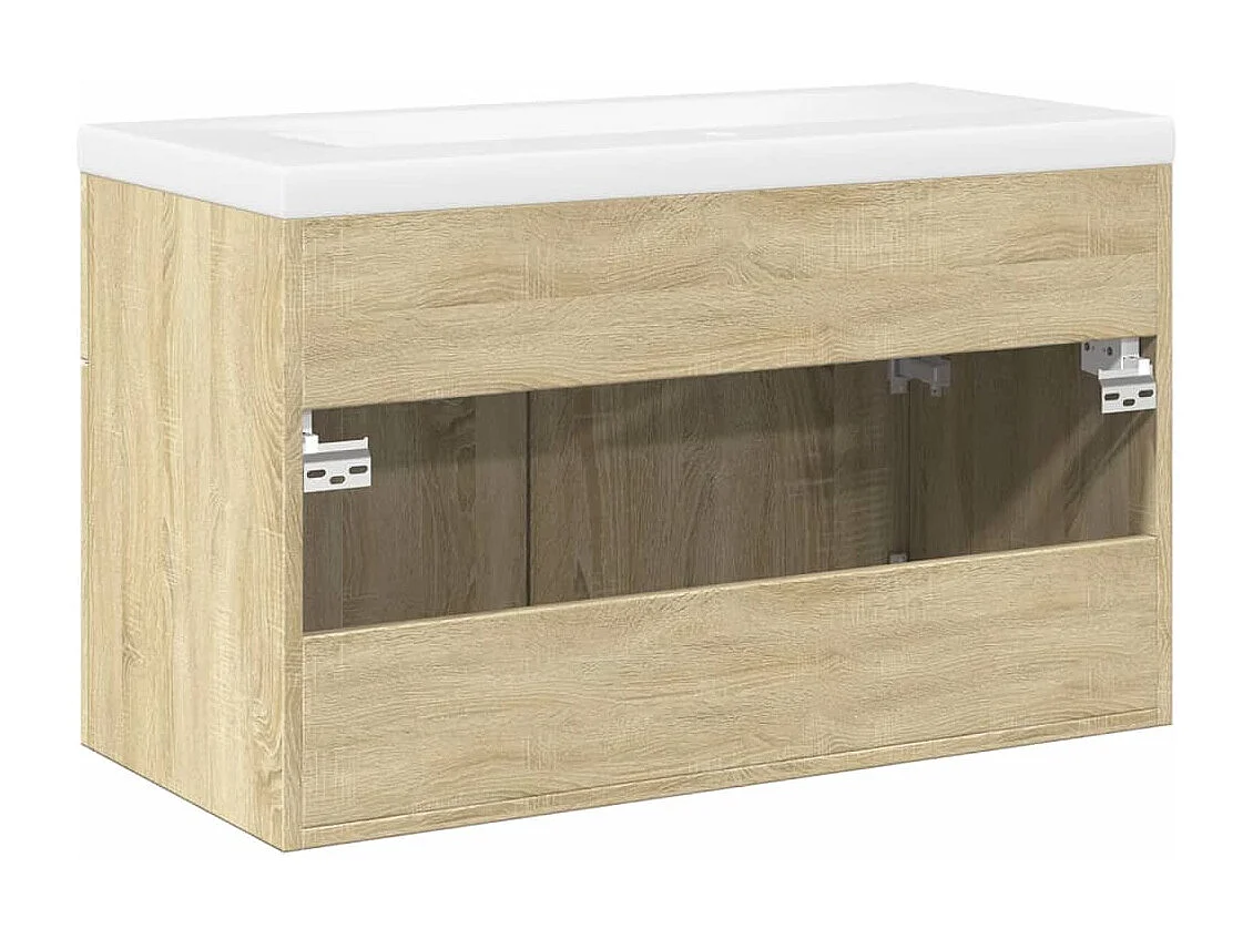 Mueble de baño con lavabo integrado en roble Sonoma