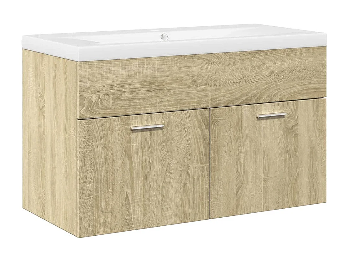 Mueble de baño con lavabo integrado en roble Sonoma