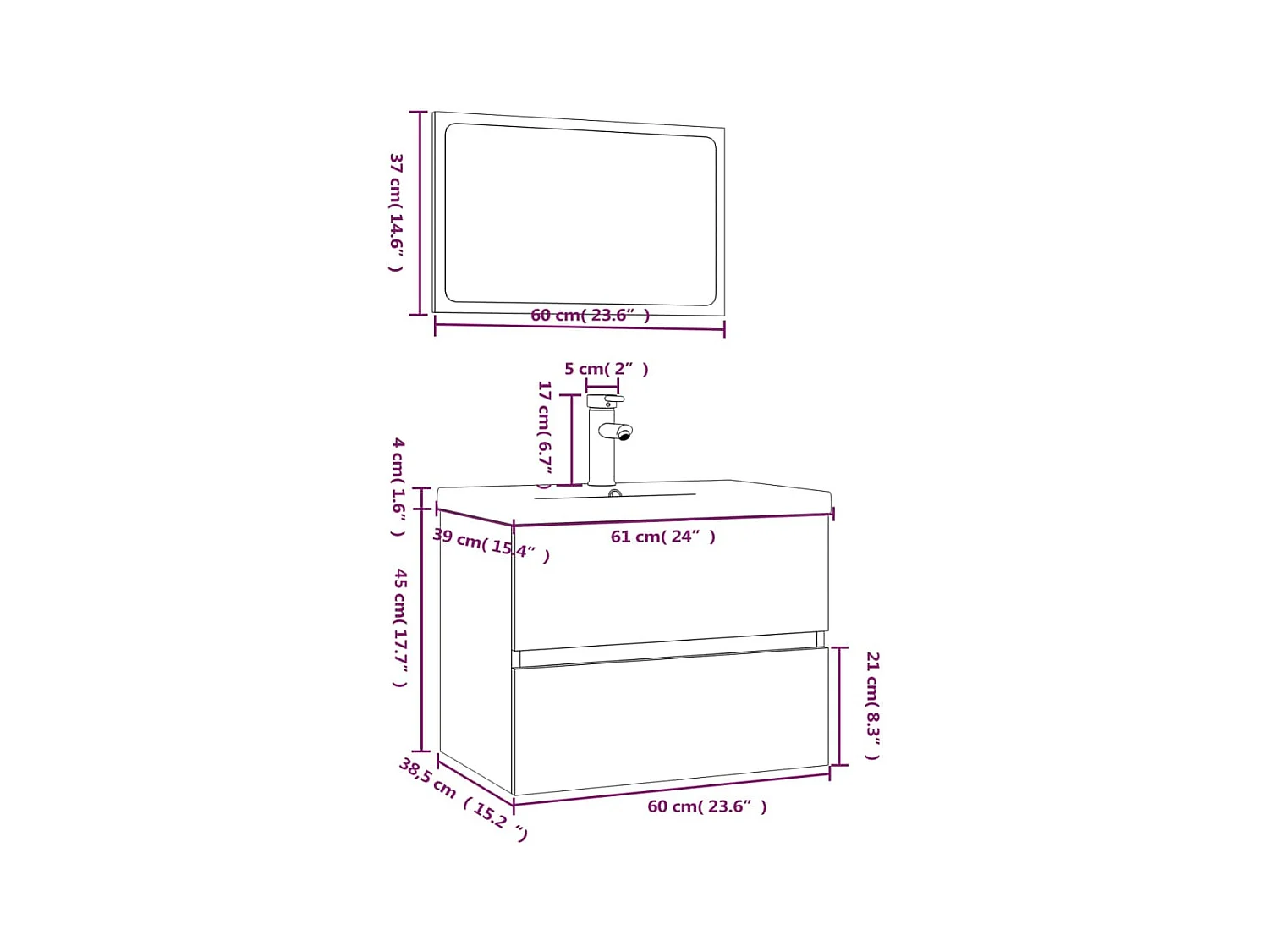 Muebles de baño de madera de ingeniería de roble ahumado