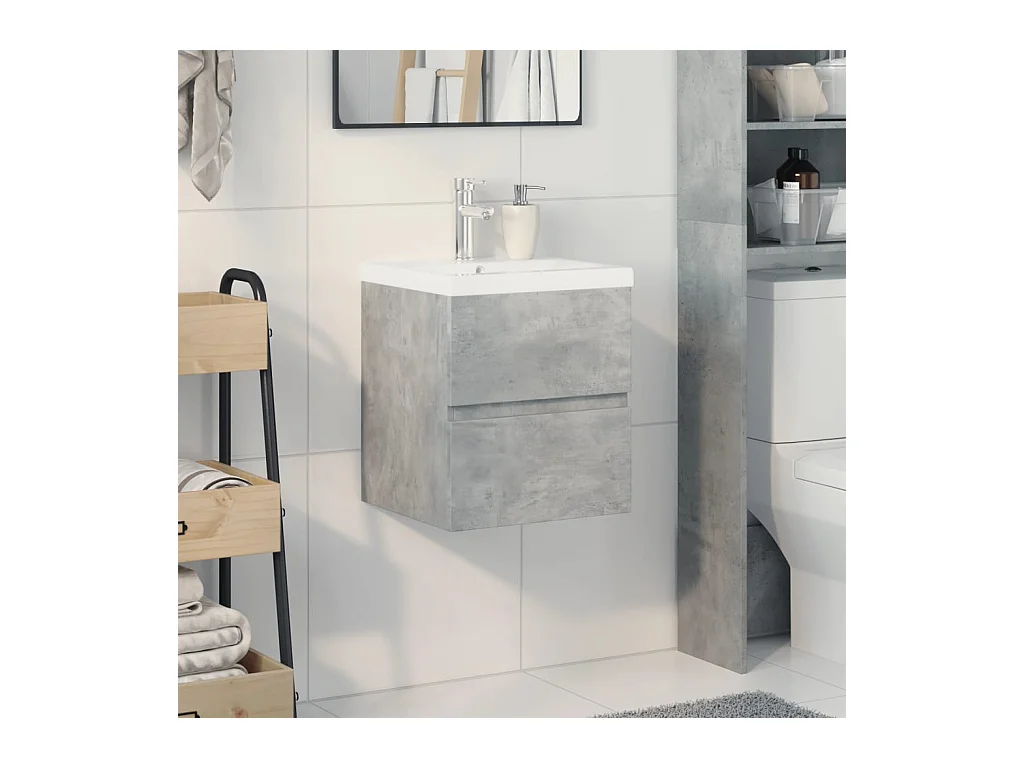 2-teiliges Badmöbel-Set Betongrau