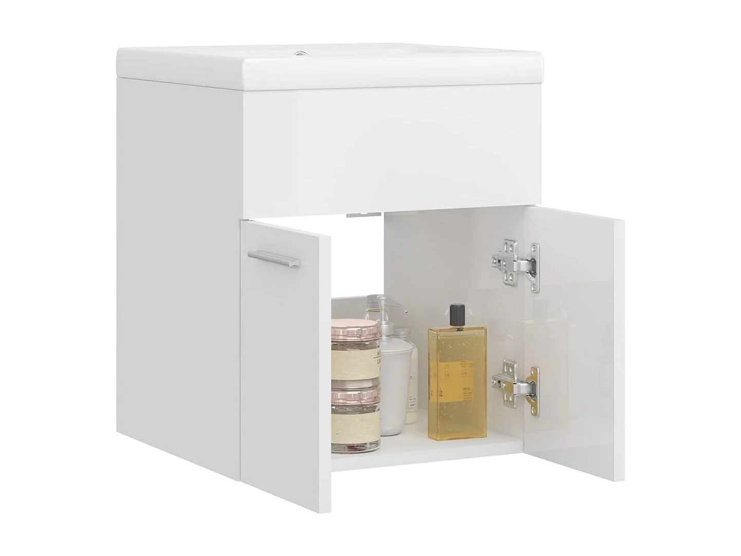 Mueble de lavabo con fregadero integrado Aglomerado blanco brillo