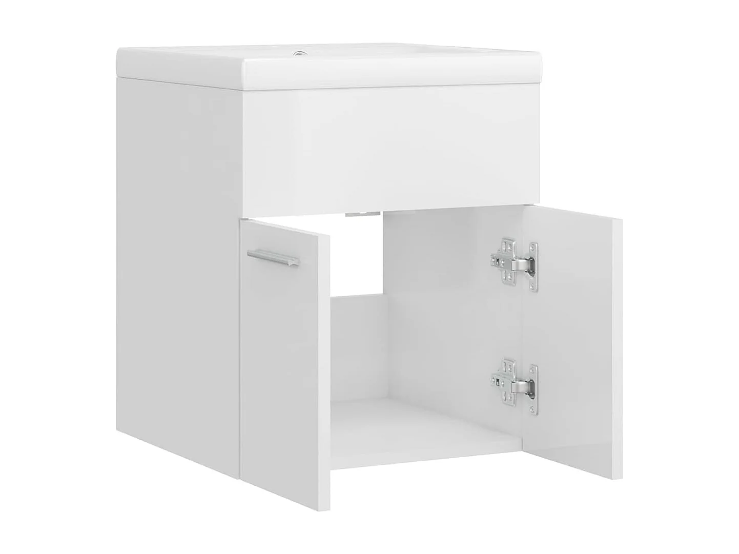 Mueble de lavabo con fregadero integrado Aglomerado blanco brillo