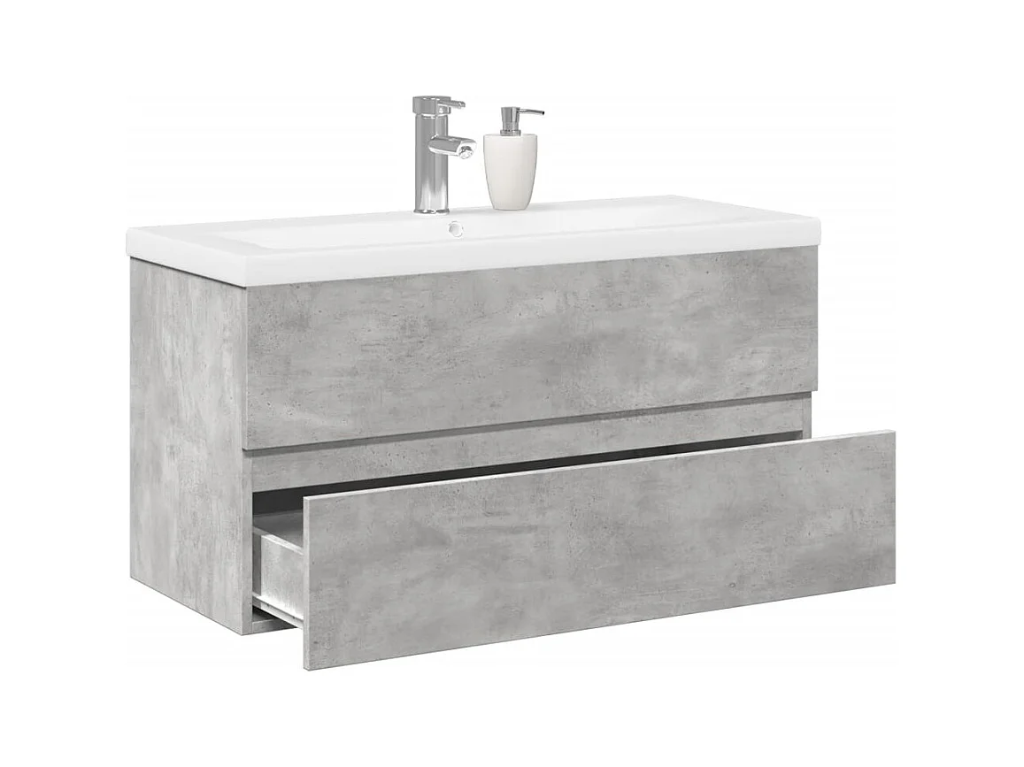 Set di mobili da bagno 2 pezzi grigio cemento
