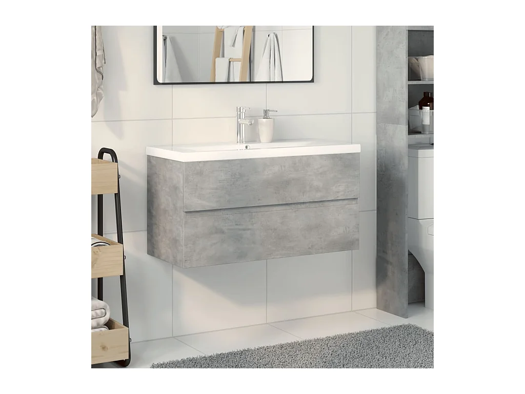 Set di mobili da bagno 2 pezzi grigio cemento