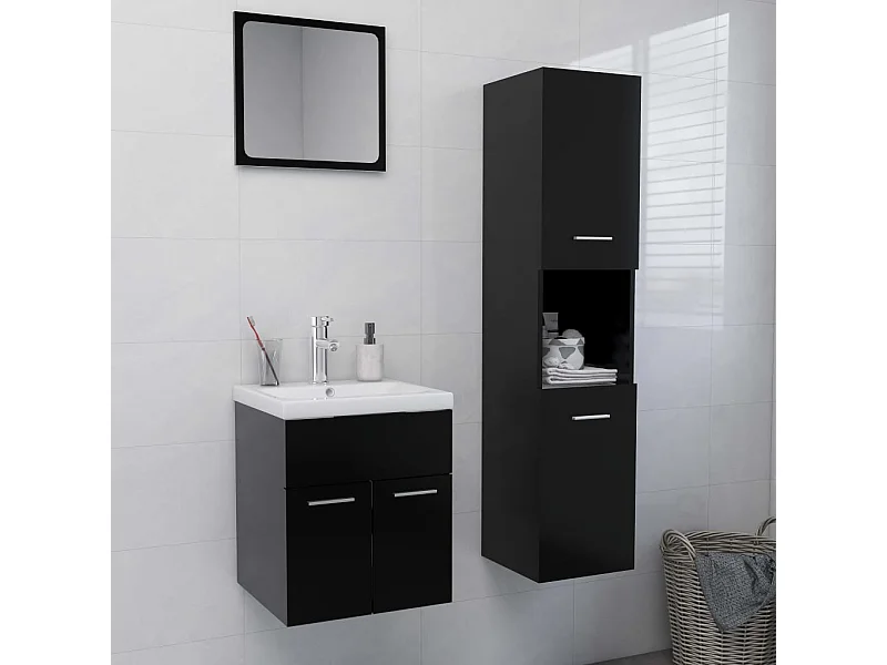Conjunto de muebles de baño de aglomerado negro